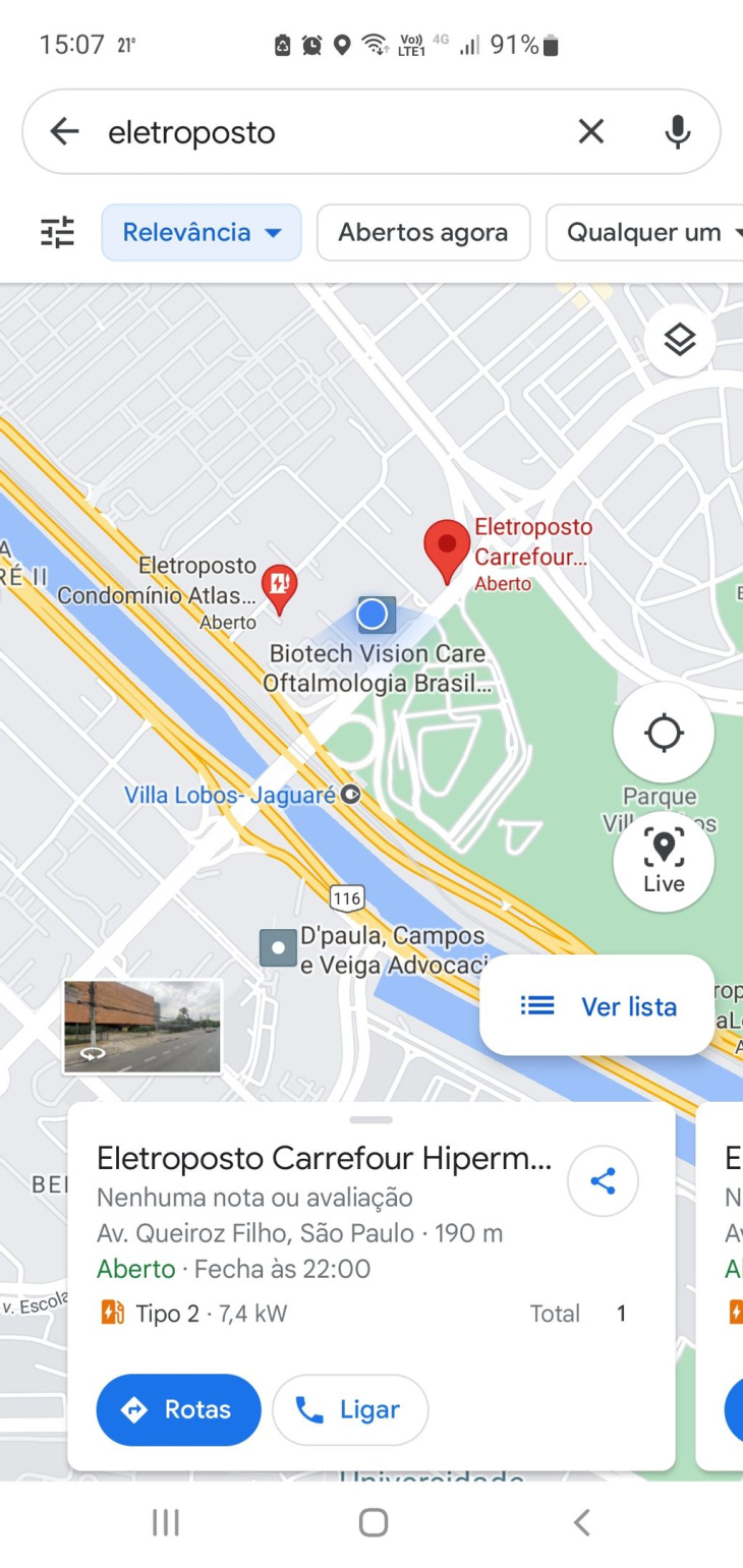 google maps melhora função de busca para carregadores para carros elétricos