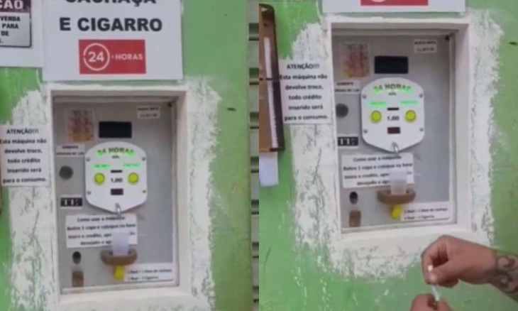 comerciante cria máquina automática de cachaça e cigarros em minas