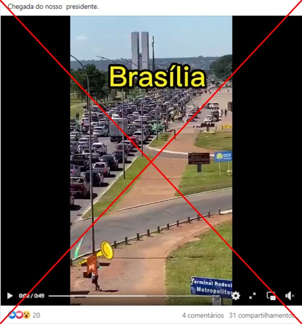 vídeo de protesto em brasília em 2020 é associado à volta de bolsonaro para o brasil em 2023