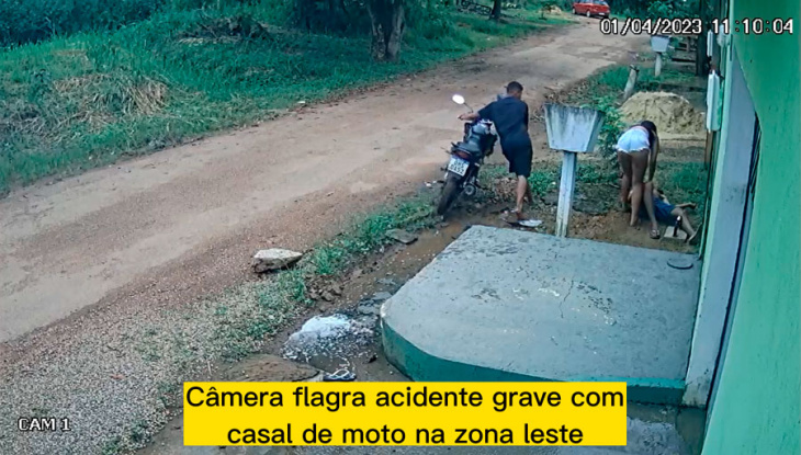 câmera flagra acidente grave com casal de moto na zona leste