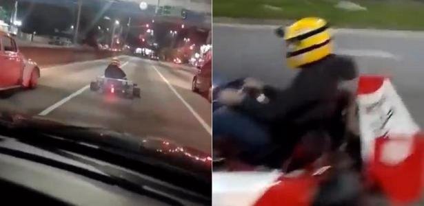 vídeo: kart conduzido por fã de senna ultrapassa carros em avenida da grande sp; veja