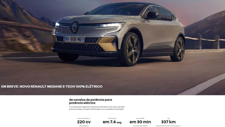 renault megane e-tech já aparece no site oficial da marca no brasil
