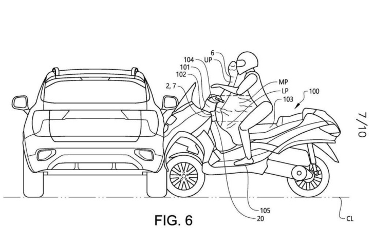 piaggio evolui em projeto de airbag para scooter de 3 rodas