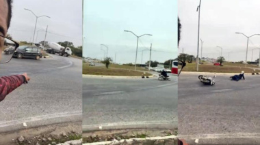 VÍDEO: Homem 'flagra' motociclista escorregando em óleo e caindo em MG