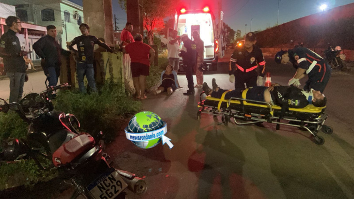 urgente: acidente deixa moto aplicativo e passageira feridos em porto velho