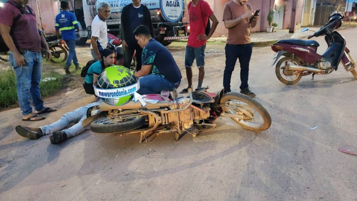 urgente: motociclista fica ferido em grave acidente com caminhão-pipa na zona leste