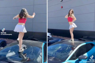Mulher quebra para-brisa de Lamborghini para fazer dança do TikTok